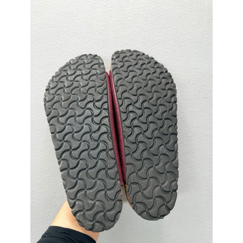 Birkenstock Arizona Sandals EU 42 Burgundy Nubuck Leather Slides - Picture 7 of 12